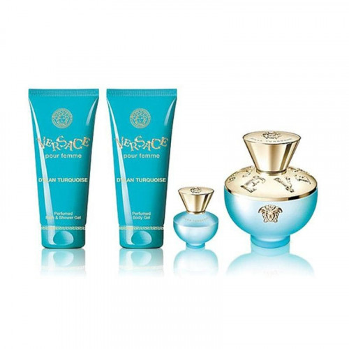 مجموعة فيرساتشي ديلان تركواز (أو دو تواليت 100مل + 5 مل للسفر + 100 لوشن للجسم + 100 جل الأستحمام)