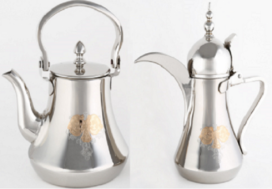 طقم دلة وبريق الجود كروم مذهب وسط