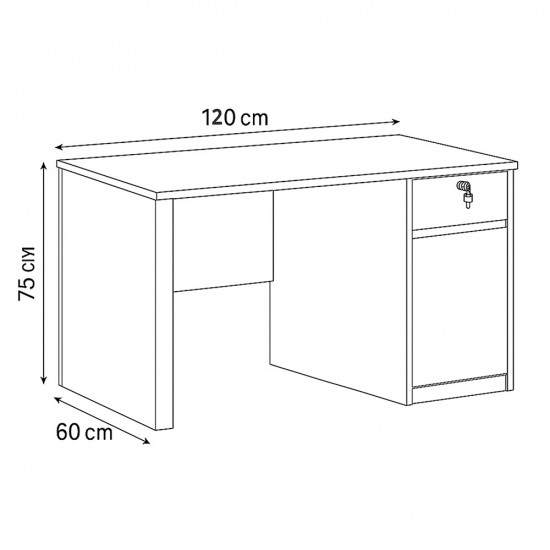 مكتب خشبي بني فاخر – مقاس 120×60×75 سم