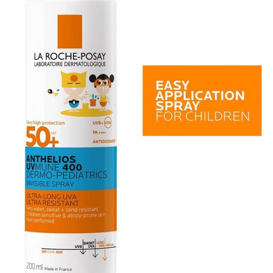 لا روش بوزيه أنثيليوس ديرمو بيدياتريكس +SPF50 واقي شمس للأطفال بخاخ غير مرئي 200مل