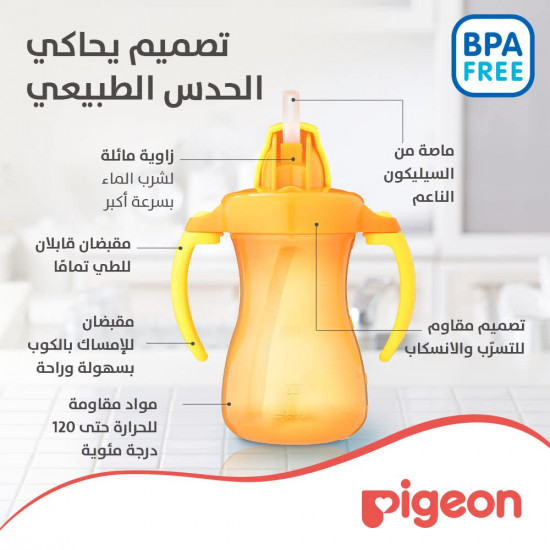 بيجون زجاجة مياه مع ماصة (برتقالي) - 150 مل بيجون زجاجة مياه مع ماصة (برتقالي) - 150 مل