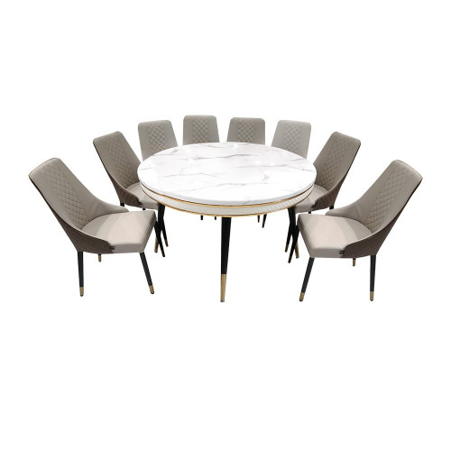 طاولة طعام رخام مع أرجل معدنية 8 كراسي طاولة طعام رخام مع أرجل معدنية 8 كراسي