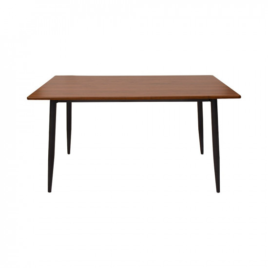 طاولة طعام خشب مع أرجل معدنية 6 كرسي بني