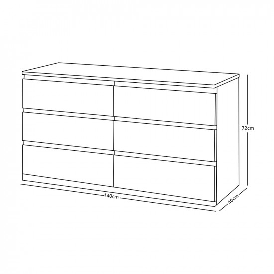 خزانة خشبية 6 أدرج لون خشبي 140x72 سم خزانة خشبية 6 أدرج لون خشبي 140x72 سم