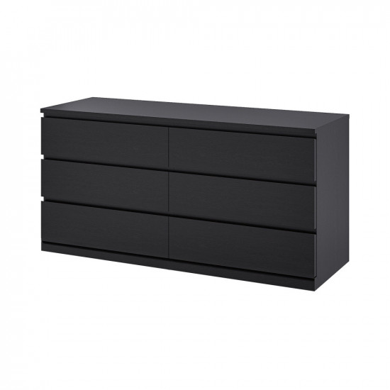 خزانة خشبية 6 أدرج لون أسود 140x72 سم