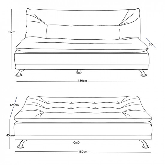 كنبة قابلة للتعديل إلى سرير رمادي بيج