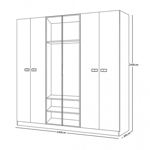 دولاب ملابس خشب 6 باب مع أبواب زجاجية دولاب ملابس خشب 6 باب مع أبواب زجاجية