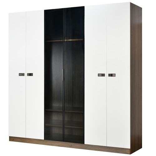 دولاب ملابس خشب 6 باب مع أبواب زجاجية دولاب ملابس خشب 6 باب مع أبواب زجاجية