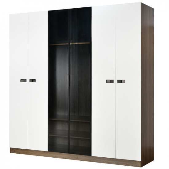 دولاب ملابس خشب 6 باب مع أبواب زجاجية دولاب ملابس خشب 6 باب مع أبواب زجاجية