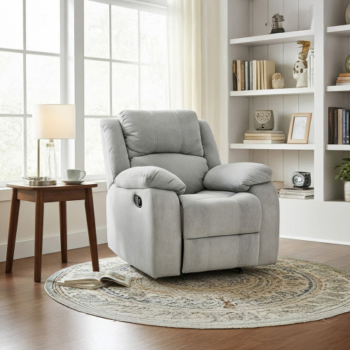 كرسي استرخاء ثابت قماشي رمادي كرسي استرخاء ثابت قماشي رمادي