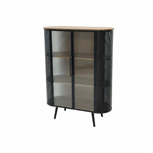 بوفيه جانبي بتصميم عصري خشب وهيكل معدني بوفيه جانبي بتصميم عصري خشب وهيكل معدني