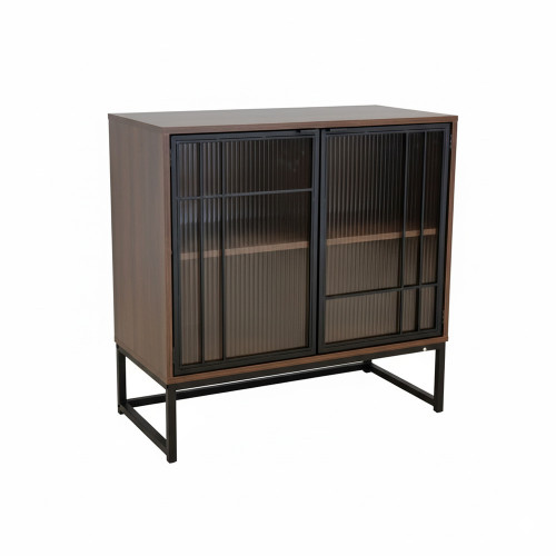 بوفيه جانبي عصري خشب بأبواب زجاجية بوفيه جانبي عصري خشب بأبواب زجاجية