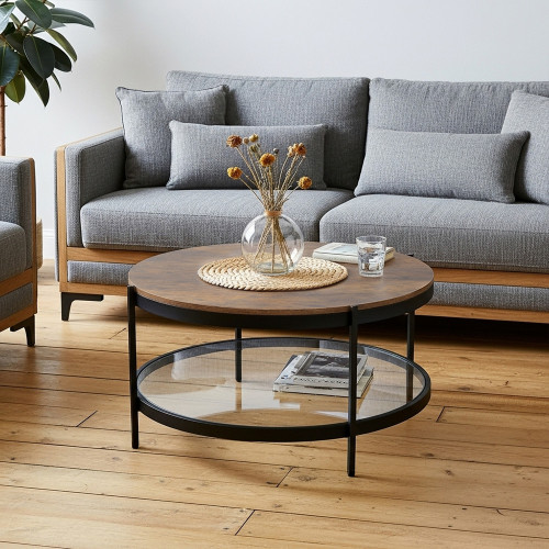 طاولة قهوة تصميم عصري 2 دور خشب وزجاج طاولة قهوة تصميم عصري 2 دور خشب وزجاج