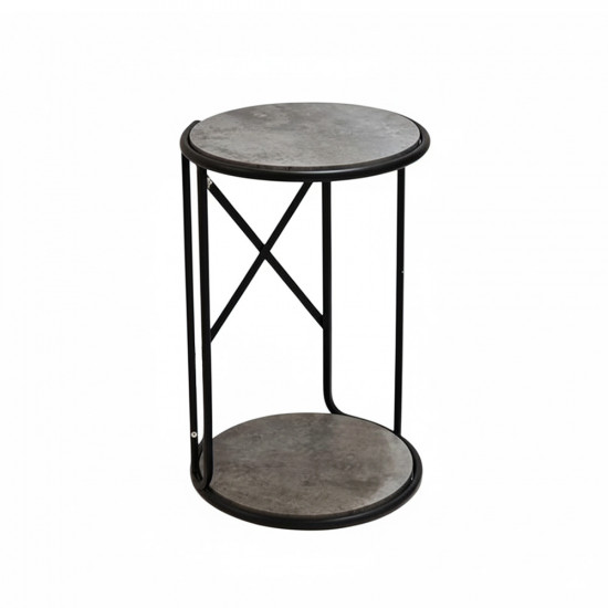 طاولة جانبية عملية بقاعدة خشبية رمادي