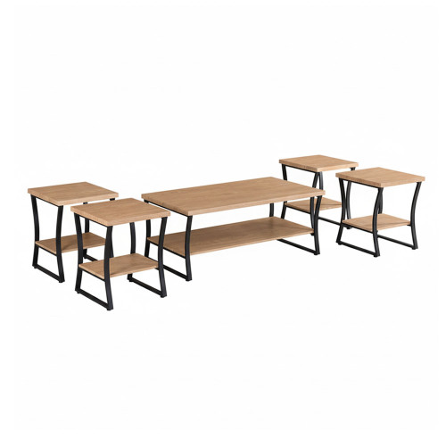 طقم طاولات 5 قطع عملي 2 دور خشب بيج طقم طاولات 5 قطع عملي 2 دور خشب بيج