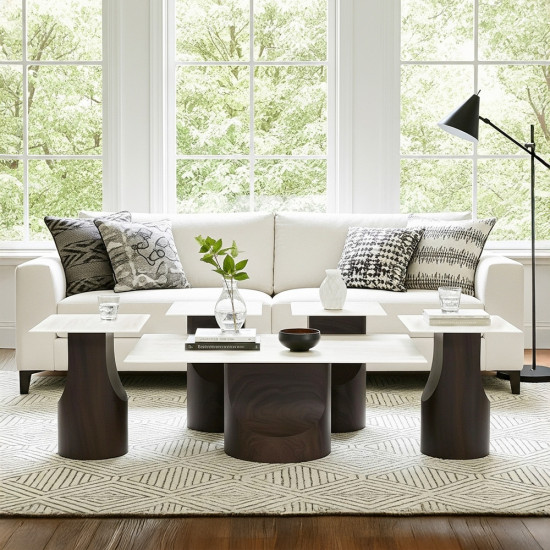 طقم طاولات قهوة 5 قطع معدني مع سطح سيراميك طقم طاولات قهوة 5 قطع معدني مع سطح سيراميك