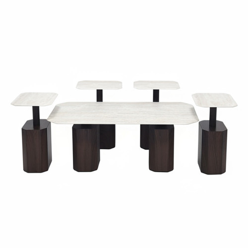 طقم طاولات قهوة 5 قطع معدني مع سطح سيراميك طقم طاولات قهوة 5 قطع معدني مع سطح سيراميك