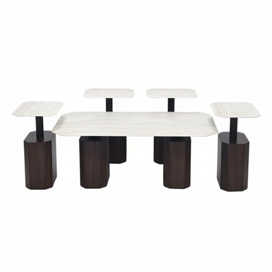 طقم طاولات قهوة 5 قطع معدني مع سطح سيراميك طقم طاولات قهوة 5 قطع معدني مع سطح سيراميك