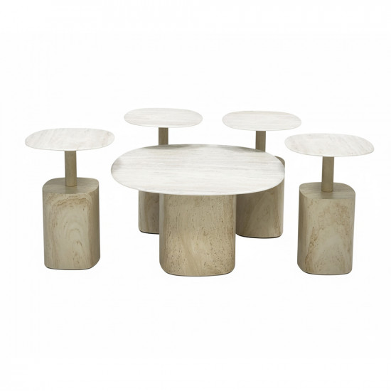 طقم طاولات قهوة 5 قطع معدني مع سطح سيراميك طقم طاولات قهوة 5 قطع معدني مع سطح سيراميك