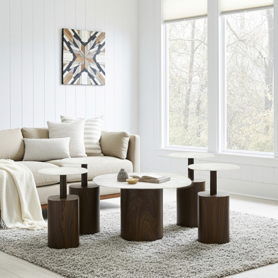 طقم طاولات قهوة 5 قطع معدني مع سطح سيراميك طقم طاولات قهوة 5 قطع معدني مع سطح سيراميك