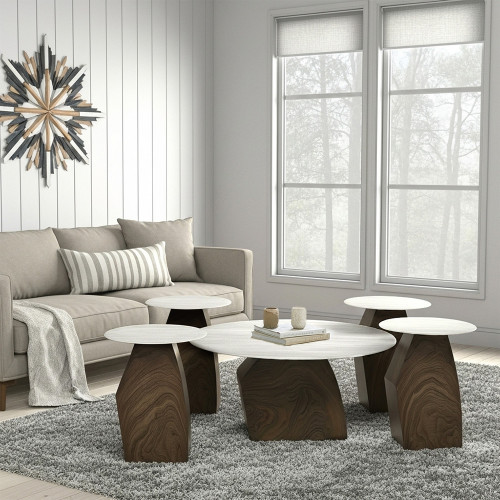 طقم طاولات قهوة 5 قطع معدني مع سطح سيراميك طقم طاولات قهوة 5 قطع معدني مع سطح سيراميك