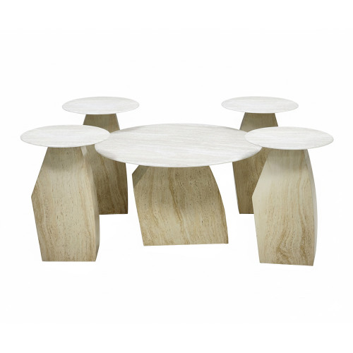 طقم طاولات قهوة 5 قطع معدني مع سطح سيراميك طقم طاولات قهوة 5 قطع معدني مع سطح سيراميك