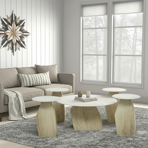 طقم طاولات قهوة 5 قطع معدني مع سطح سيراميك طقم طاولات قهوة 5 قطع معدني مع سطح سيراميك