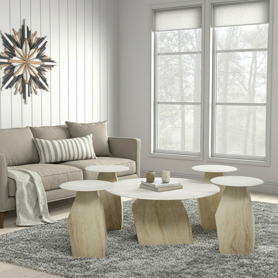 طقم طاولات قهوة 5 قطع معدني مع سطح سيراميك طقم طاولات قهوة 5 قطع معدني مع سطح سيراميك