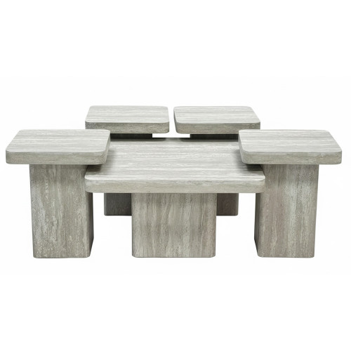 طقم طاولات قهوة 5 قطع خشبي رمادي طقم طاولات قهوة 5 قطع خشبي رمادي