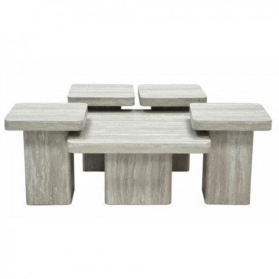 طقم طاولات قهوة 5 قطع خشبي رمادي طقم طاولات قهوة 5 قطع خشبي رمادي