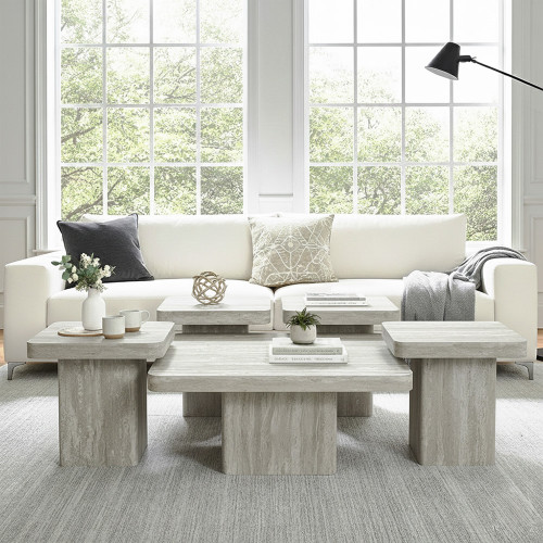 طقم طاولات قهوة 5 قطع خشبي رمادي طقم طاولات قهوة 5 قطع خشبي رمادي