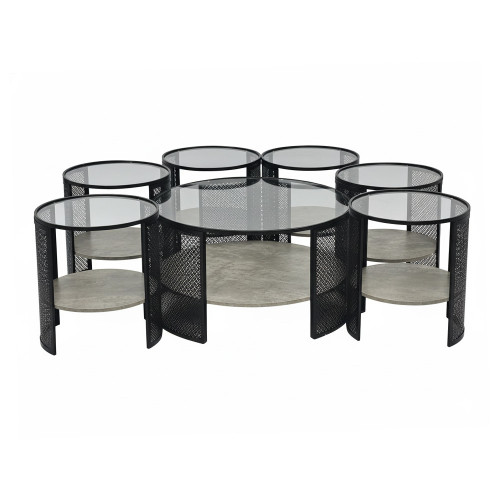 طقم طاولات قهوة 7 قطع 2 دور سطح زجاجي طقم طاولات قهوة 7 قطع 2 دور سطح زجاجي