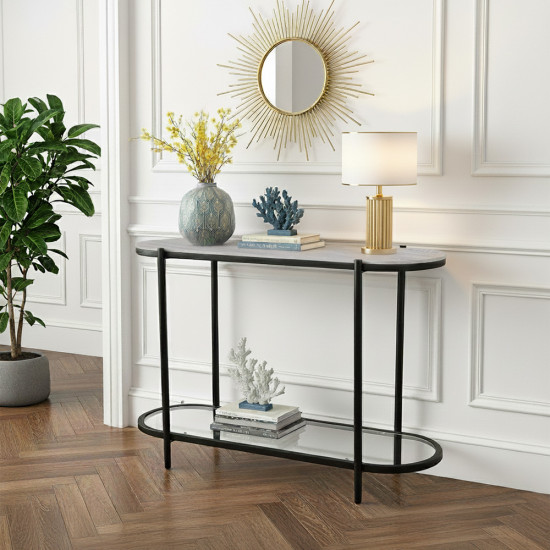 كونسول مودرن سطح خشب مع رف زجاجي كونسول مودرن سطح خشب مع رف زجاجي