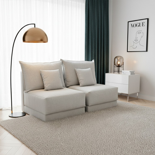 كنبة موديولية 2 مقاعد قماش رمادي كنبة موديولية 2 مقاعد قماش رمادي