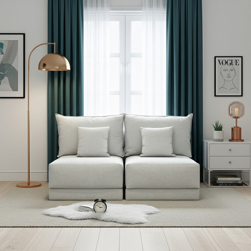 كنبة موديولية 2 مقاعد قماش رمادي كنبة موديولية 2 مقاعد قماش رمادي