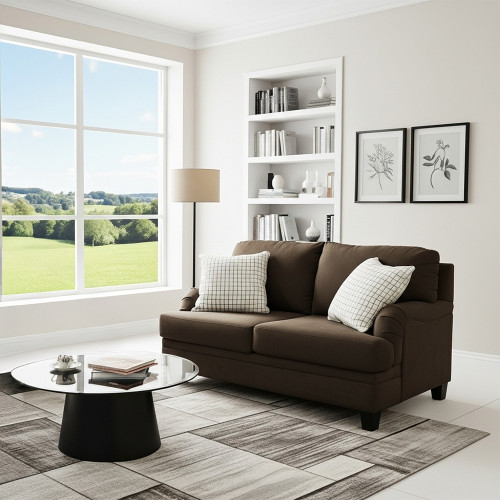 طقم كنب 2 مقاعد وكرسي مودرن بني طقم كنب 2 مقاعد وكرسي مودرن بني