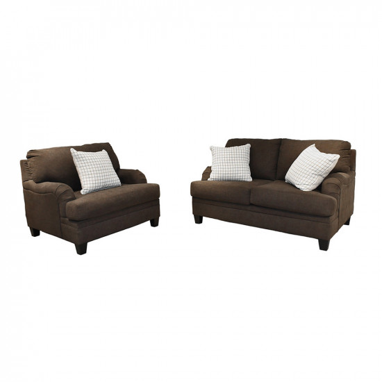 طقم كنب 2 مقاعد وكرسي مودرن بني