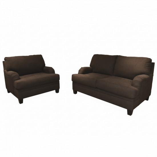 طقم كنب 2 مقاعد وكرسي مودرن بني