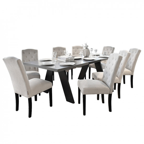 طقم طاولة طعام 8 كراسي مع بوفيه معدني عصري