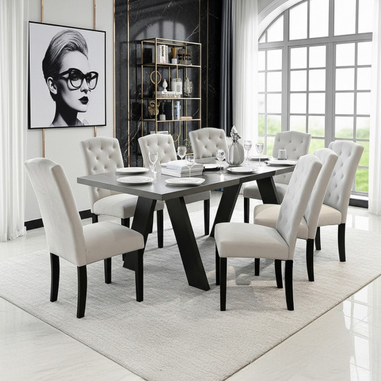 طقم طاولة طعام 8 كراسي مع بوفيه معدني عصري طقم طاولة طعام 8 كراسي مع بوفيه معدني عصري