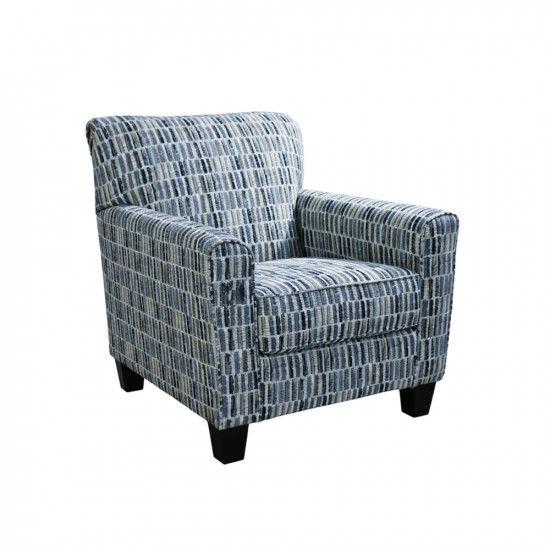 كرسي غرفة معيشة بتنجيد قماشي منقوش أزرق