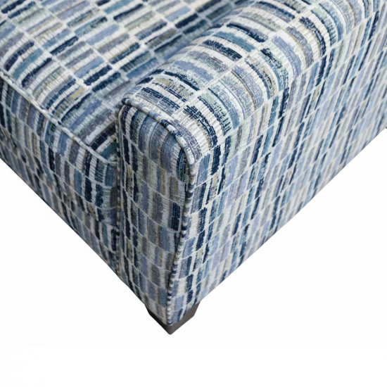 كرسي غرفة معيشة بتنجيد قماشي منقوش أزرق