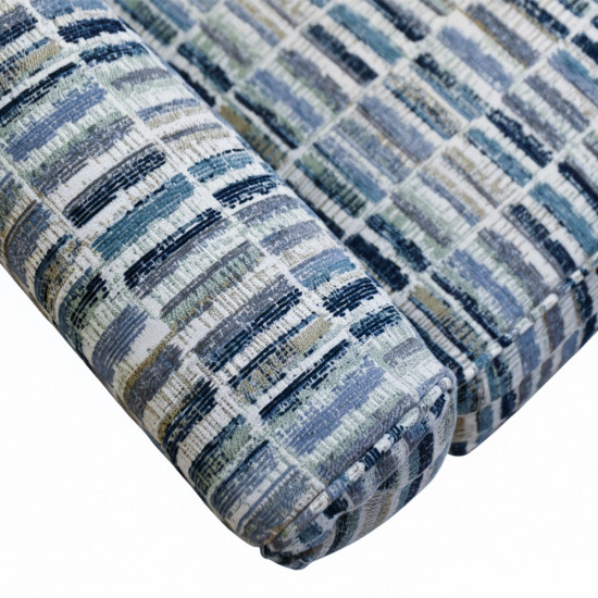 كرسي غرفة معيشة بتنجيد قماشي منقوش أزرق