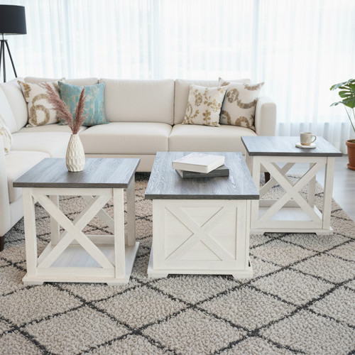 طقم طاولات قهوة 3 قطع خشبي مع قاعدة عملية طقم طاولات قهوة 3 قطع خشبي مع قاعدة عملية