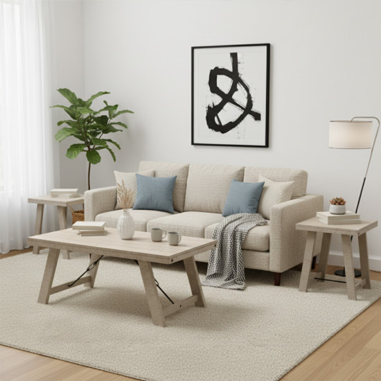 طقم طاولات قهوة 3 قطع خشبي عصري