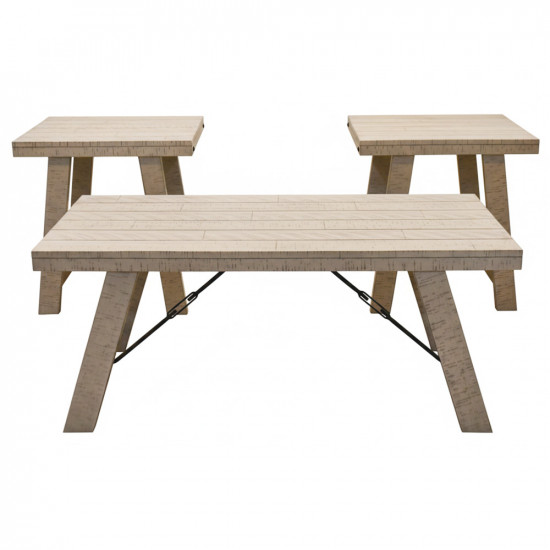 طقم طاولات قهوة 3 قطع خشبي عصري