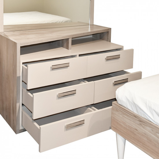 غرفة نوم مودرن خشب مع تسريحة و2 كمودينو غرفة نوم مودرن خشب مع تسريحة و2 كمودينو