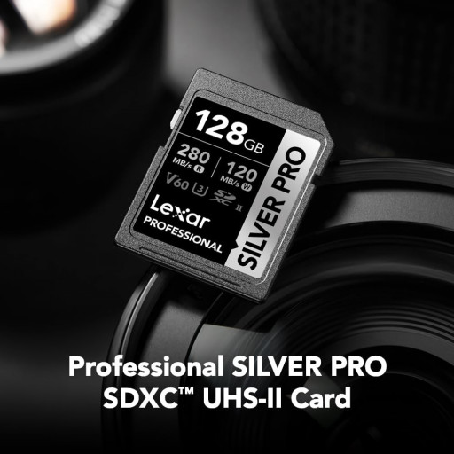 Lexar 128GB Professional SILVER PRO UHS-II V60 SDXC Memory Card R:280MB/s W:120MB/s