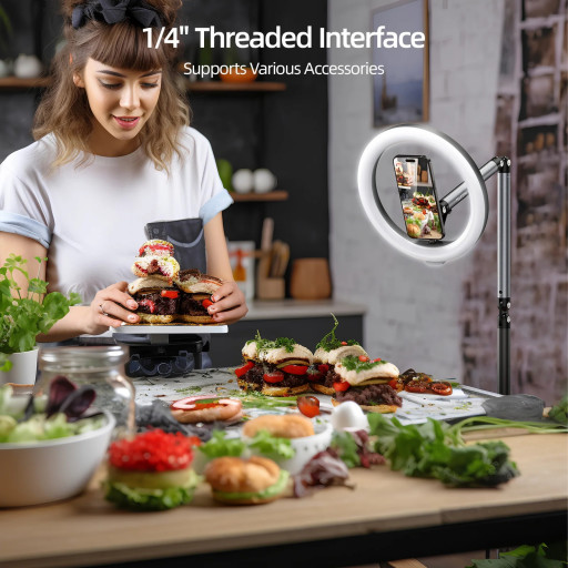 TELESIN Mobile Magnetic Floor Stand with 10 inch LED Photography Ring Light Selfie Fill Lamp