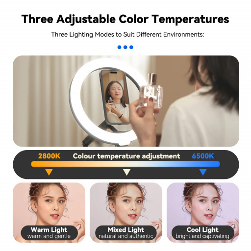 TELESIN Mobile Magnetic Floor Stand with 10 inch LED Photography Ring Light Selfie Fill Lamp